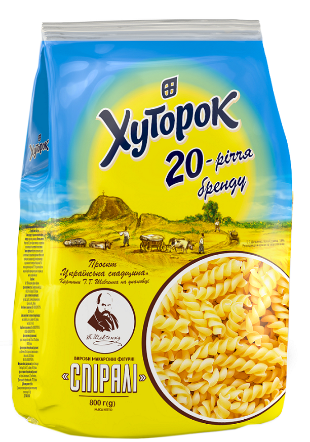 ТМ "Хуторок" Макаронні вироби "Спіралі" 800г.